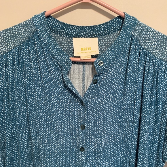 Maeve Teal and White Patterned Top, size S - Picture 4 of 10